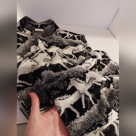 Company LTD. Black & White Horse Pattern Fleece Vest - Picture 6 of 8